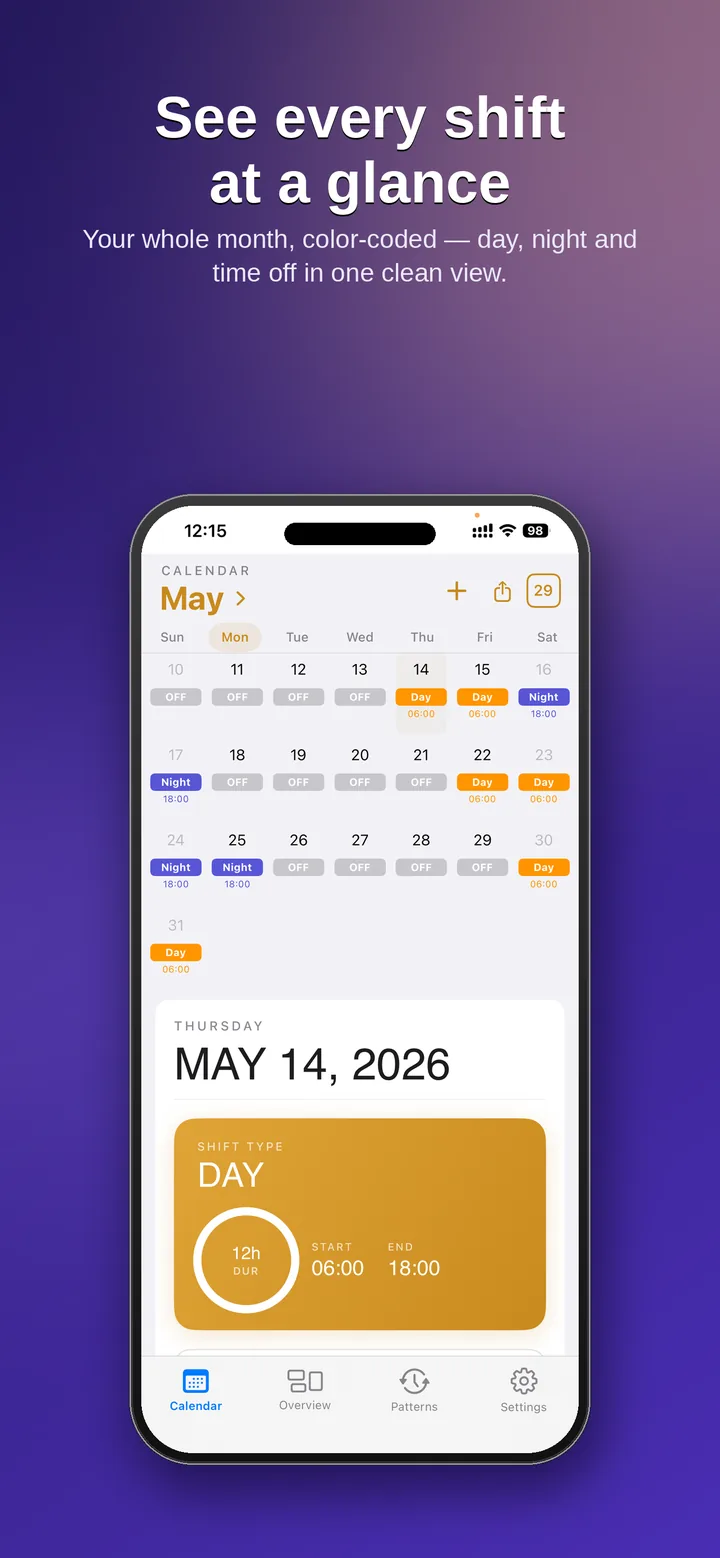 Calendario de turnos inteligente