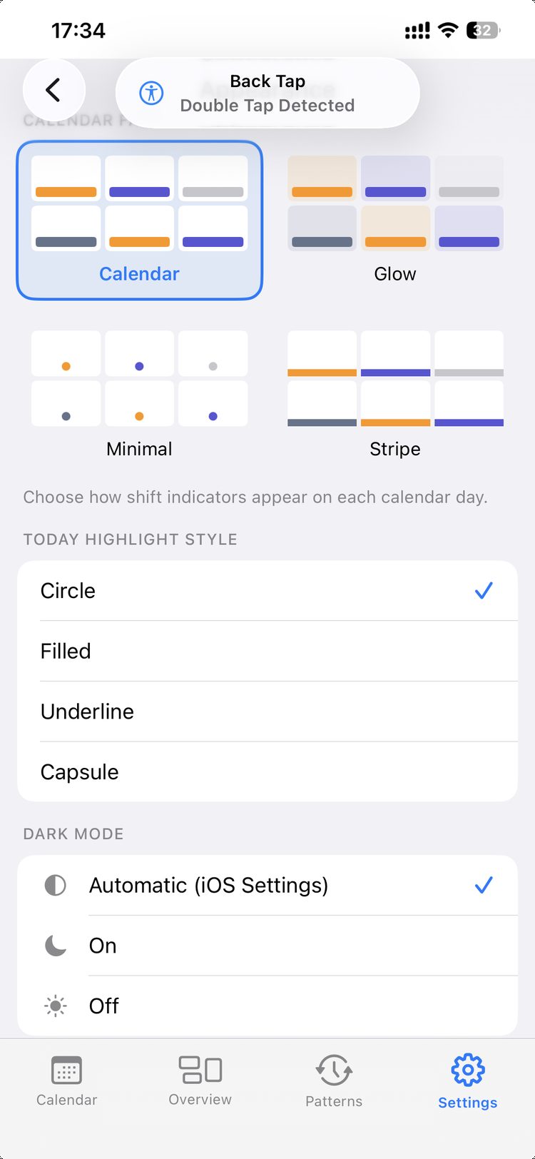 Appearance settings